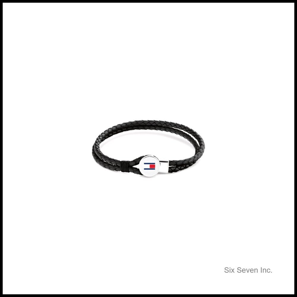 Braided Leather Bracelet Toggle Closure Enamel Detail Casual Everyday Style